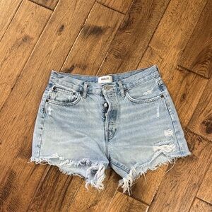 Agolde Women's Ripped Jean Shorts - Light Blue size 28